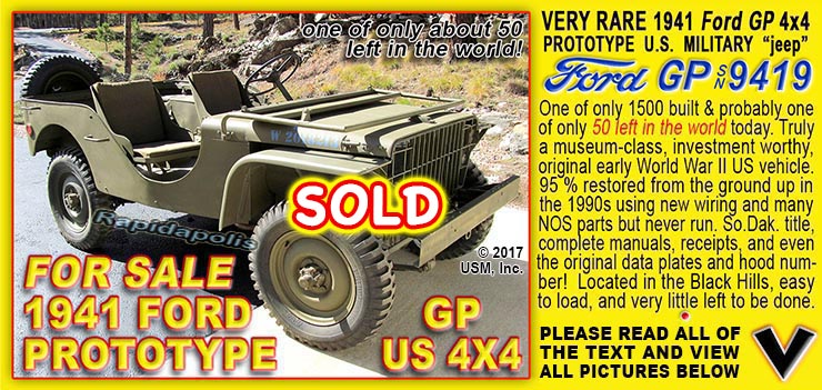 1941 Ford GP, WW2 jeep for sale in the Black Hills of South Dakota USA